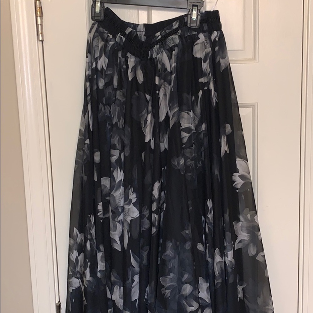 Black floral maxi skirt